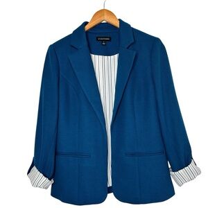 41 Hawthorn Womens Natalie Knit Blazer Jacket Sz Medium Blue Contrast Cuffs